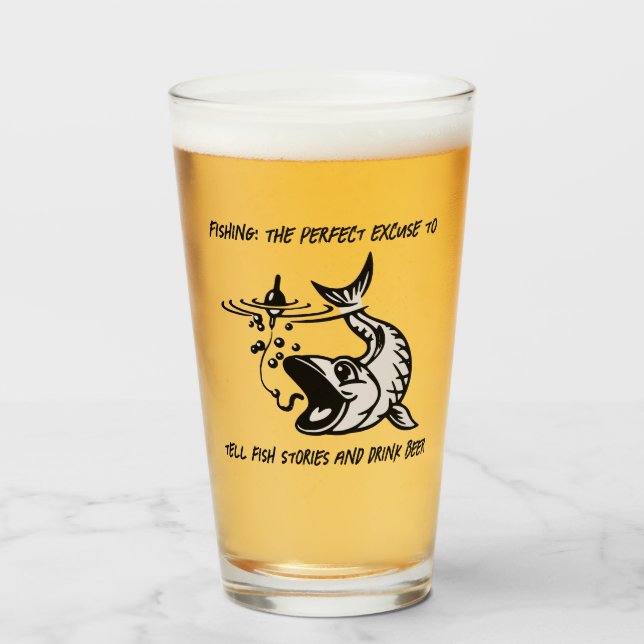 Fishing: The perfect excuse... - Fishing Beer Glass (Front Filled)