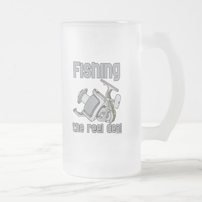 Fishing The Reel Deal Frosted Glass Beer Mug (Right)