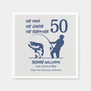 Fishing the Rodfather Big Fish 50th Birthday Napkin