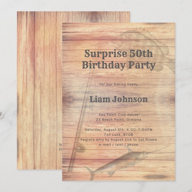 Fishing Theme His Birthday Party Invitation (Front/Back)