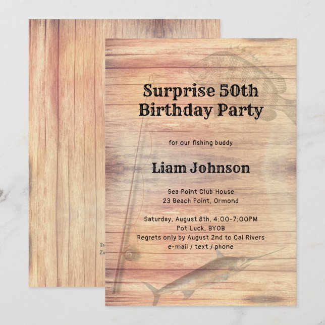 Fishing Theme His Birthday Party Invitation (Front/Back)