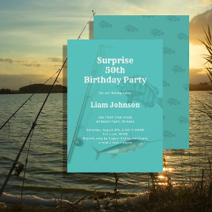 Fishing Theme His Surprise Birthday Party Invitation