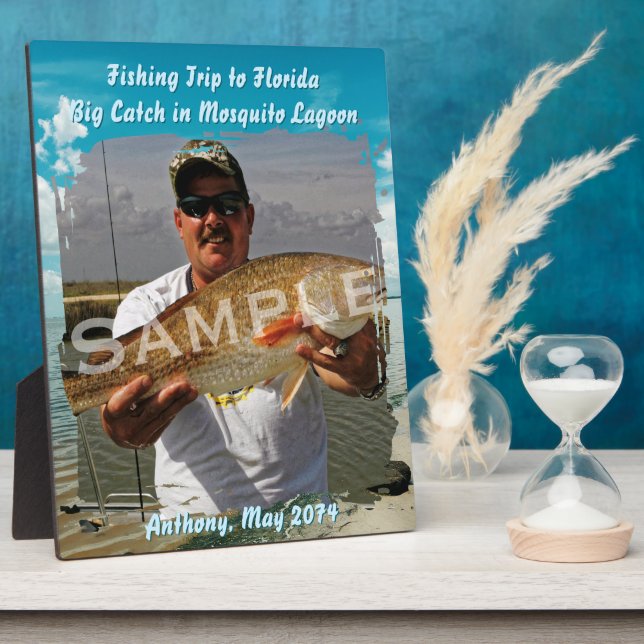 Fishing Theme Lagoon Sky Standing Photo Frame (Side)