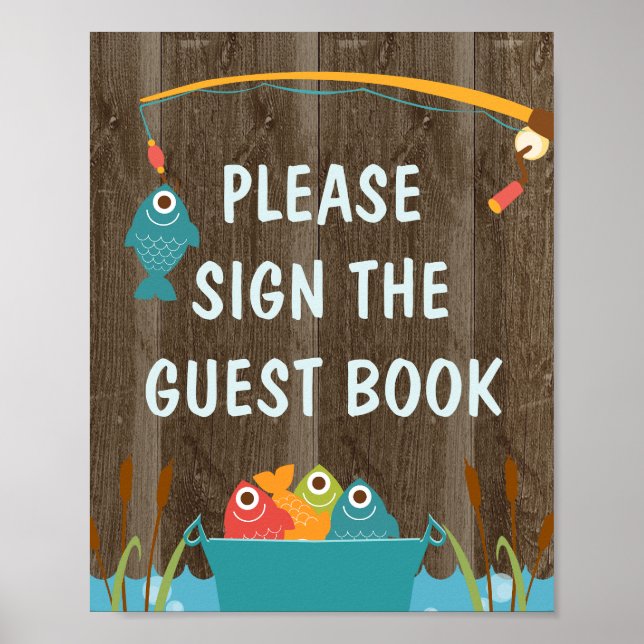 Fishing Themed Birthday Party Sign (Front)