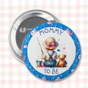 Fishing Themed Girl's Baby Shower Mum To Be 6 Cm Round Badge