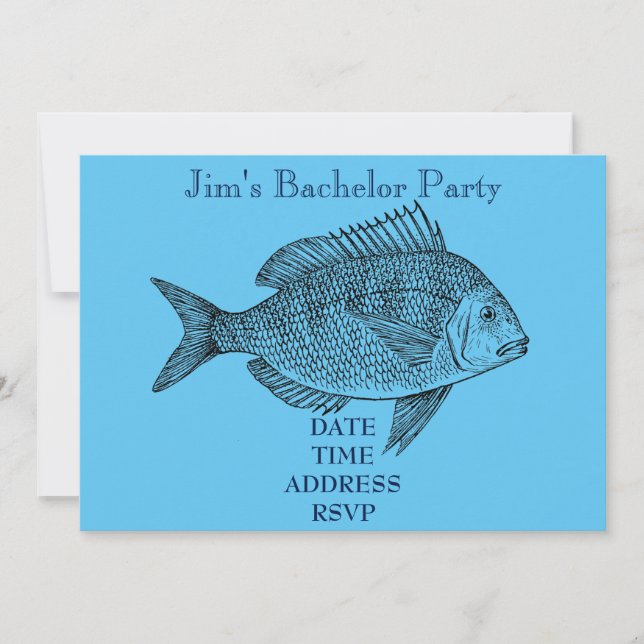 Fishing themed male Bachelor Party Invitation (Front)