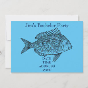 Fishing themed male Bachelor Party Invitation