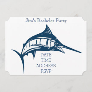 Fishing themed nautical swordfish Bachelor Party Invitation