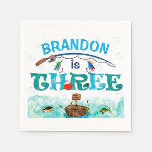 Fishing themed O-fish-ally 3rd birthday party Napkin
