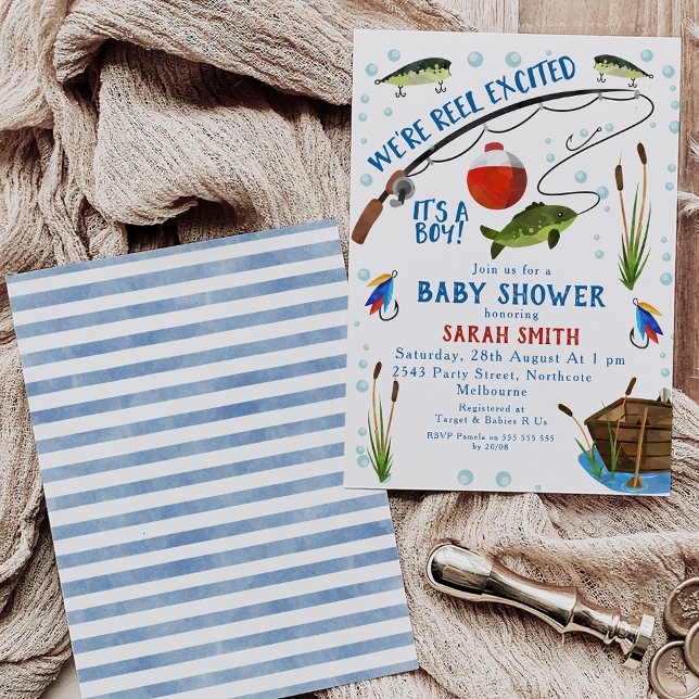 Fishing Themed Reel Excited Baby Shower Invitation (Creator Uploaded)