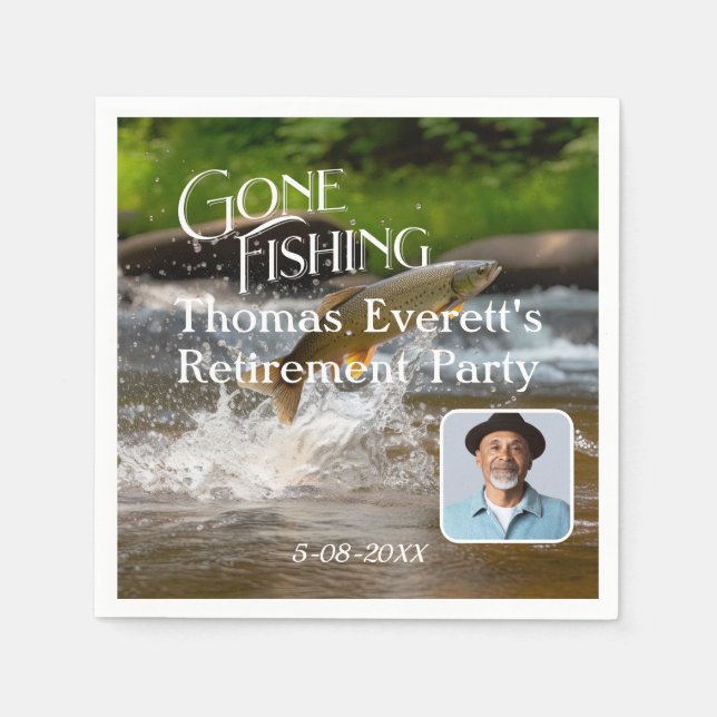 Fishing Themed Retirement Party  Napkin (Front)