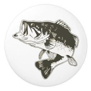 Fishing Themed Room Bass Fish Drawer Ceramic Knob