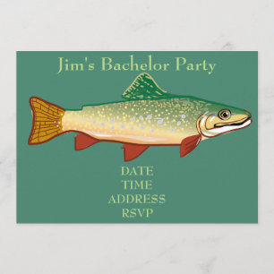 Fishing themed trout Bachelor Party Invitation