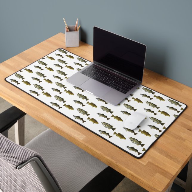 Fishing Themed Walleye Bass Angler Men's Pattern Desk Mat (Office 2)
