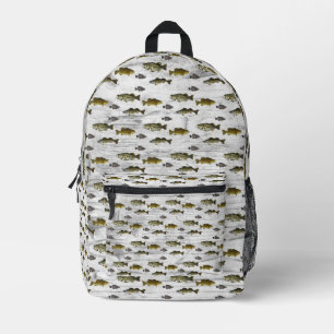 Fishing Themed Walleye Bass Crappie Angler Men's Printed Backpack