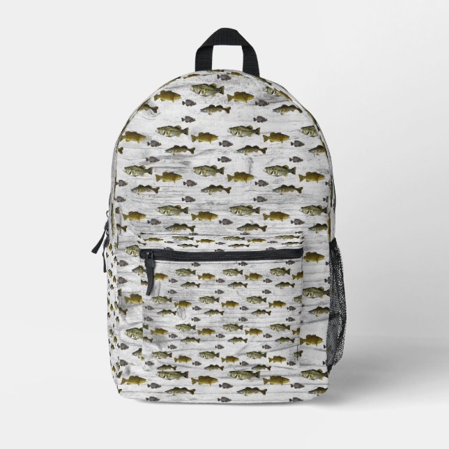 Fishing Themed Walleye Bass Crappie Angler Men's  Printed Backpack (Front)