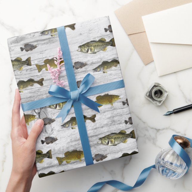 Fishing Themed Walleye Bass Crappie Angler Men's Wrapping Paper (Gifting)