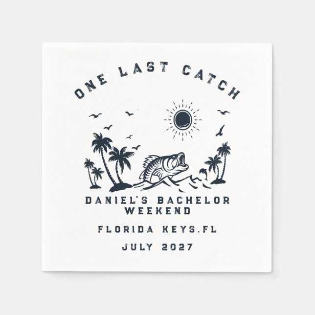Fishing Themed Weekend Trip Bachelor Party  Napkin (Front)