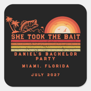 Fishing Themed Weekend Trip Bachelor Party Square Sticker
