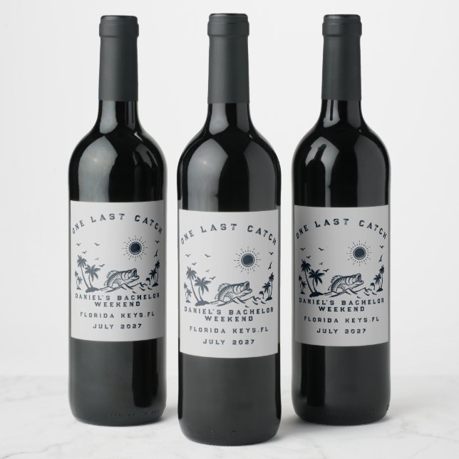 Fishing Themed Weekend Trip Bachelor Party  Wine Label (Bottles)