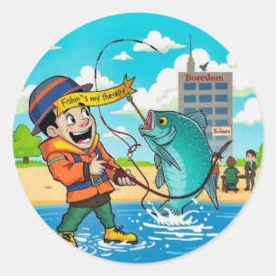 Fishing Therapy: Reeling in Joy Classic Round Sticker