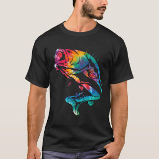 Fishing Tie Dye Large Mouth Bass Fish Vintage Fish T-Shirt