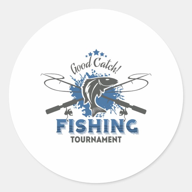 Fishing tournament classic round sticker (Front)
