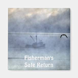 Fishing Trawler & Seagull Fishermans Gift Magnet