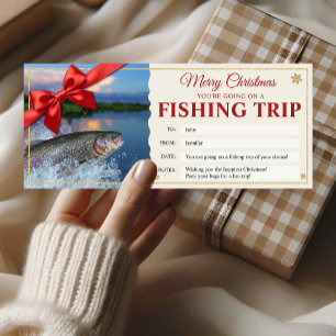 Fishing Trip Christmas Reveal Gift Ticket Card