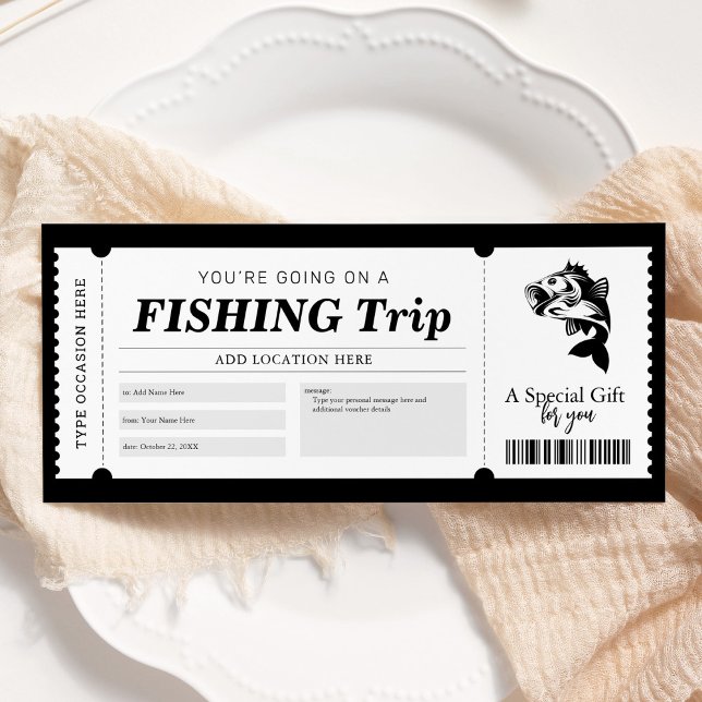 Fishing Trip Surprise Gift Ticket Voucher Invitation (Creator Uploaded)
