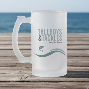 Fishing Trip Tallboys & Tackles Birthday Party Frosted Glass Beer Mug