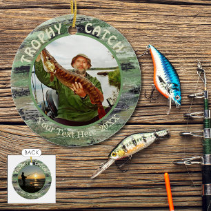 Fishing TROPHY CATCH 2 Photo Commemorative Ceramic Tree Decoration