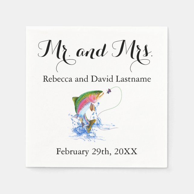 Fishing Trout Themed Wedding Napkins (Front)