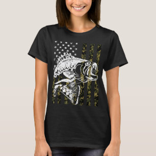 Fishing Tshirt Camouflage USA Flag for Bass Fisher