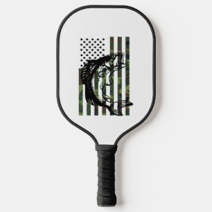 Fishing Tshirt Camouflage USA Flag for Bass Fisher Pickleball Paddle