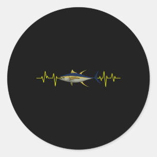 Fishing Tuna Heartbeat Fisherman Angler Fisher Sal Classic Round Sticker