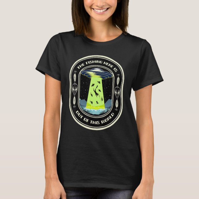   Fishing Ufo Alien Fisherman Bass Fishing T-Shirt (Front)