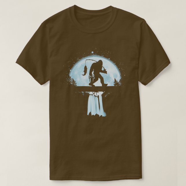 Fishing Under The Moonlight Blue Moon T-Shirt (Design Front)
