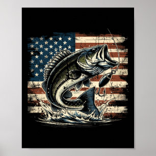 Fishing Us American Flag B Fish Fisherman Poster