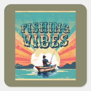 Fishing Vibes Outdoor Adventures Square Sticker
