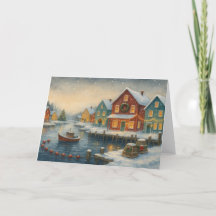 Fishing Village Christmas Card