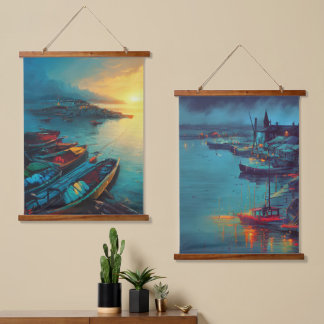 Fishing Village Hanging Tapestry