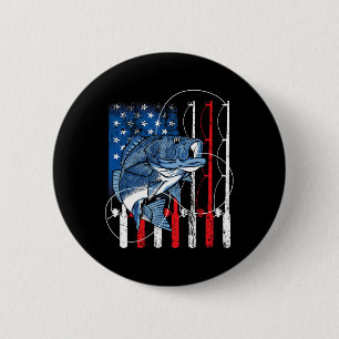 Fishing Vintage American Flag B Fisherman Gifts 6 Cm Round Badge