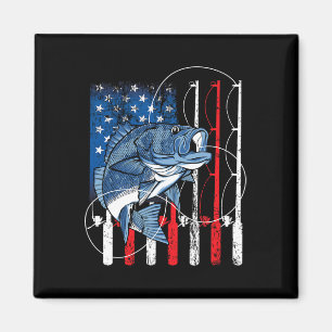 Fishing Vintage American Flag B Fisherman Gifts Magnet