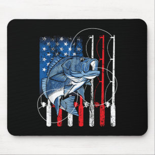 Fishing Vintage American Flag B Fisherman Gifts Mouse Mat