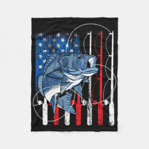 Fishing Vintage American Flag Byss Fisherman Gifts Fleece Blanket