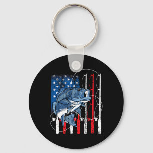 Fishing Vintage American Flag Byss Fisherman Gifts Key Ring