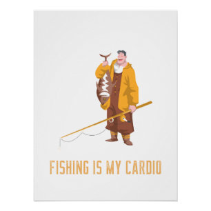 Fishing Wall Art Fisherman Cartoon Bass Catch