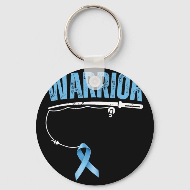 Fishing Warrior Prostate Cancer Fisherman Light Bl Key Ring (Front)