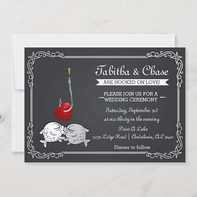 Fishing Wedding Invitation - Kissing Fish (Front)